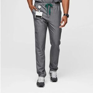 Figs Cairo Cargo Pants Straight Leg Graphite Gray Elastic/Tie Waist Scrubs S